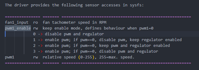 kernel文档关于pwm_fan的sysfs节点说明